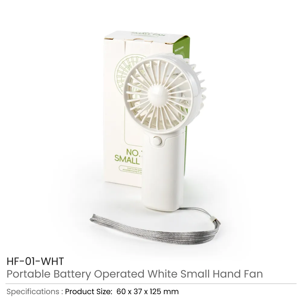 Portable Hand Fan with Lanyard Lace - White Color