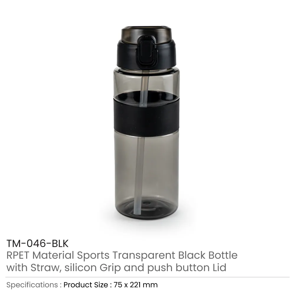 Eco-friendly Sports Bottles with Straw, 700ml in rPET Material