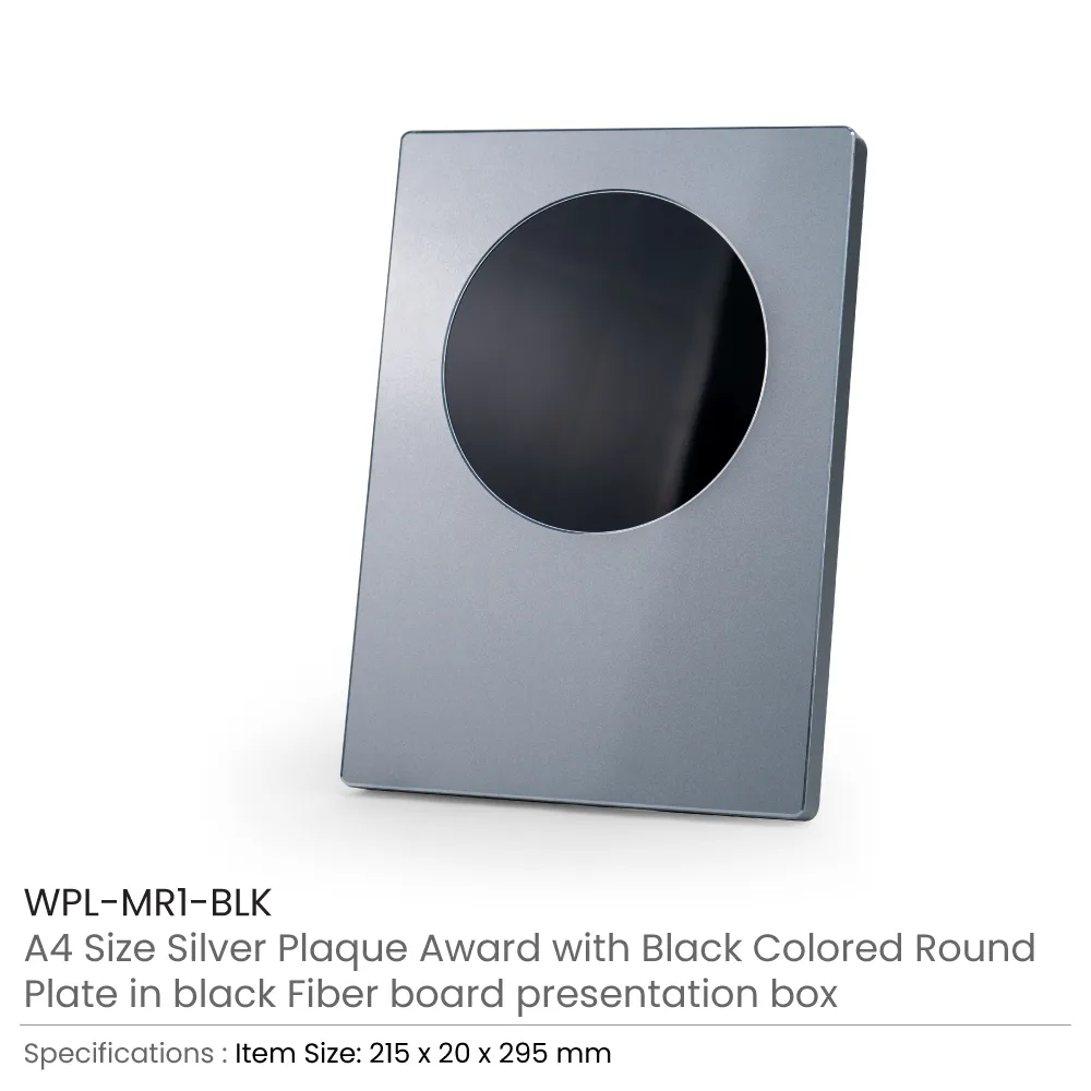 A4 Aluminum Award Plaques with Round Colored Plate and Stand