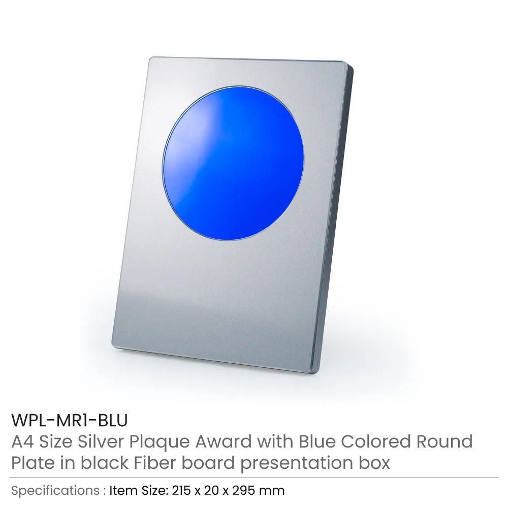 A4 Aluminum Award Plaques with Round Colored Plate and Stand