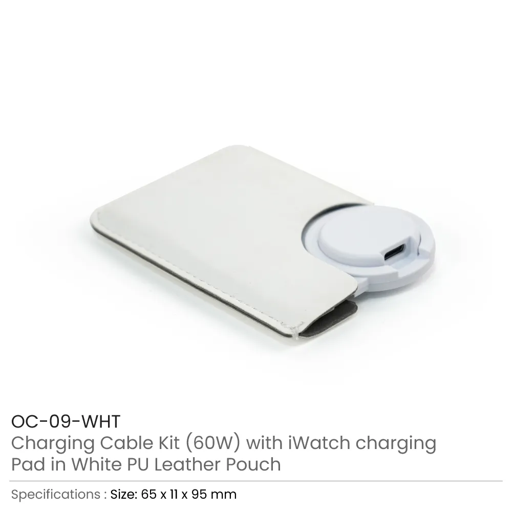 Charging Cable Kit (60W) with iWatch Charging Pad in PU Leather Pouch