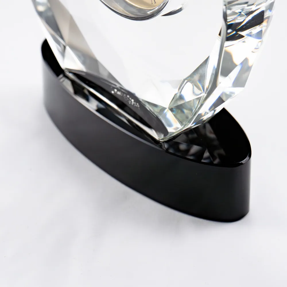 Round Crystal Clock Awards with Oval Glass Base in Box