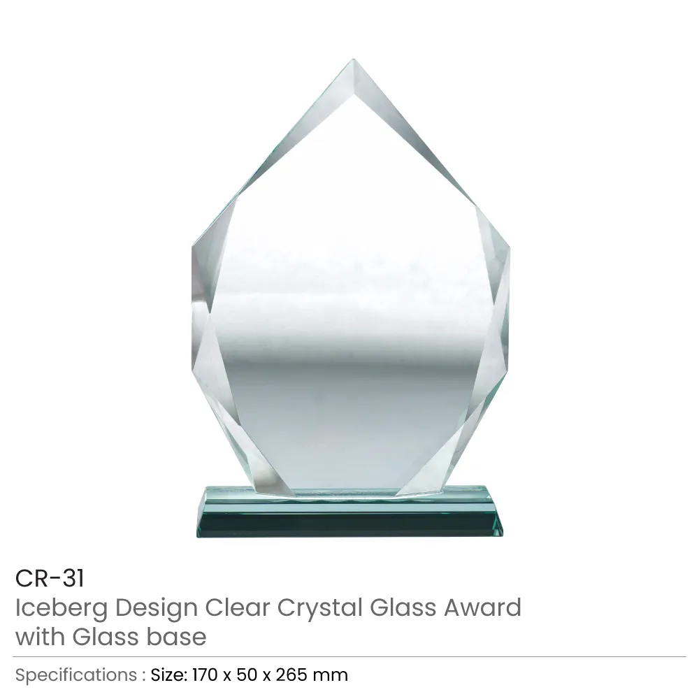 Iceberg Design Crystal Awards with Glass Base