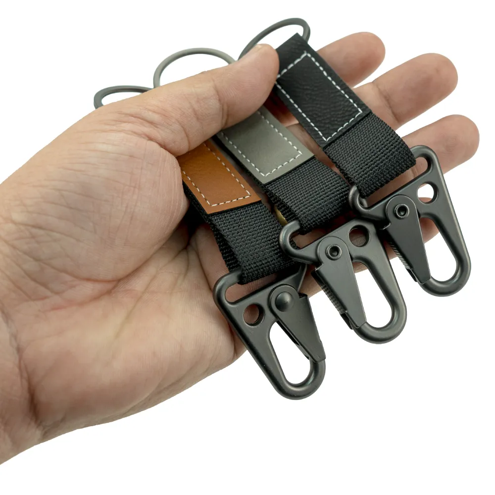 Laserable PU Leather Keychains with Sling Snap Hook