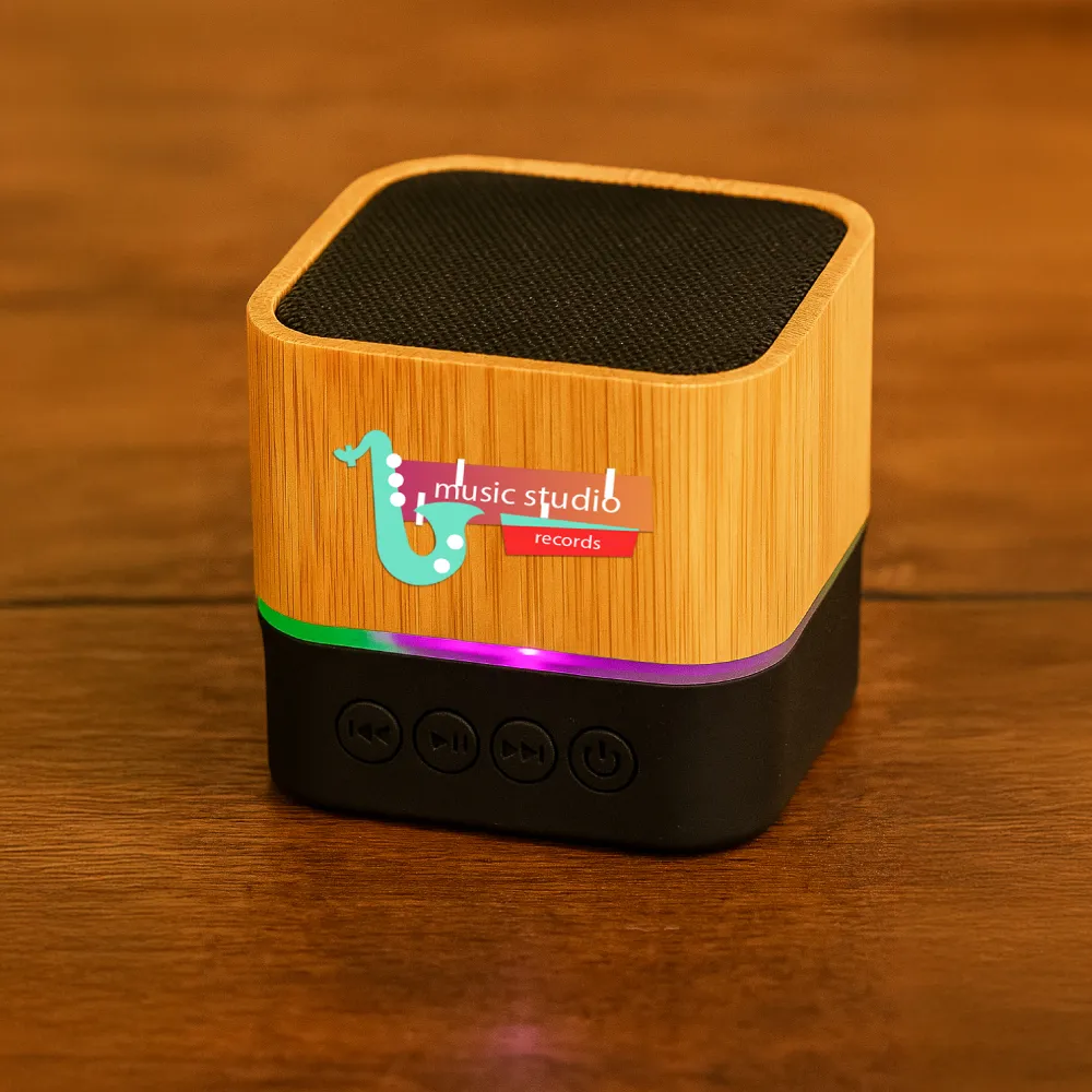 Cube Bamboo Bluetooth Speakers V5.0