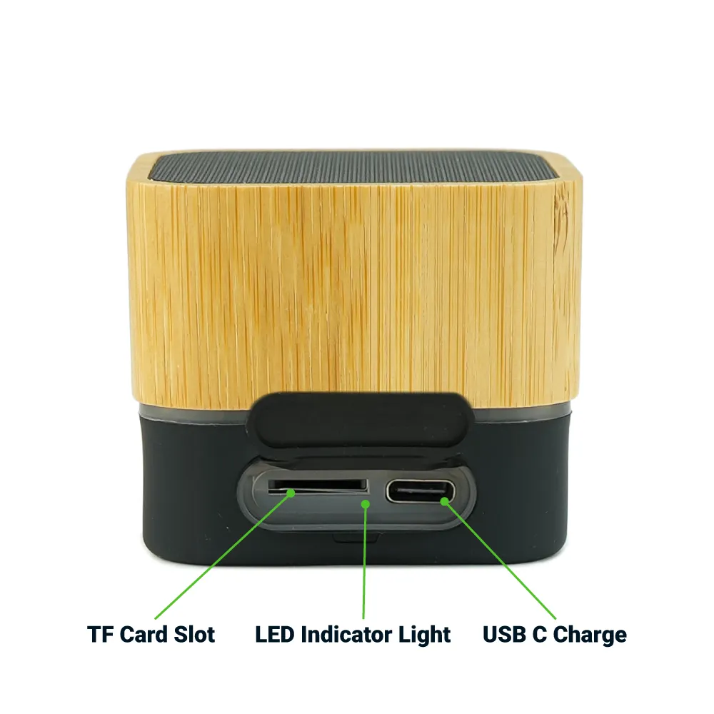 Cube Bamboo Bluetooth Speakers V5.0