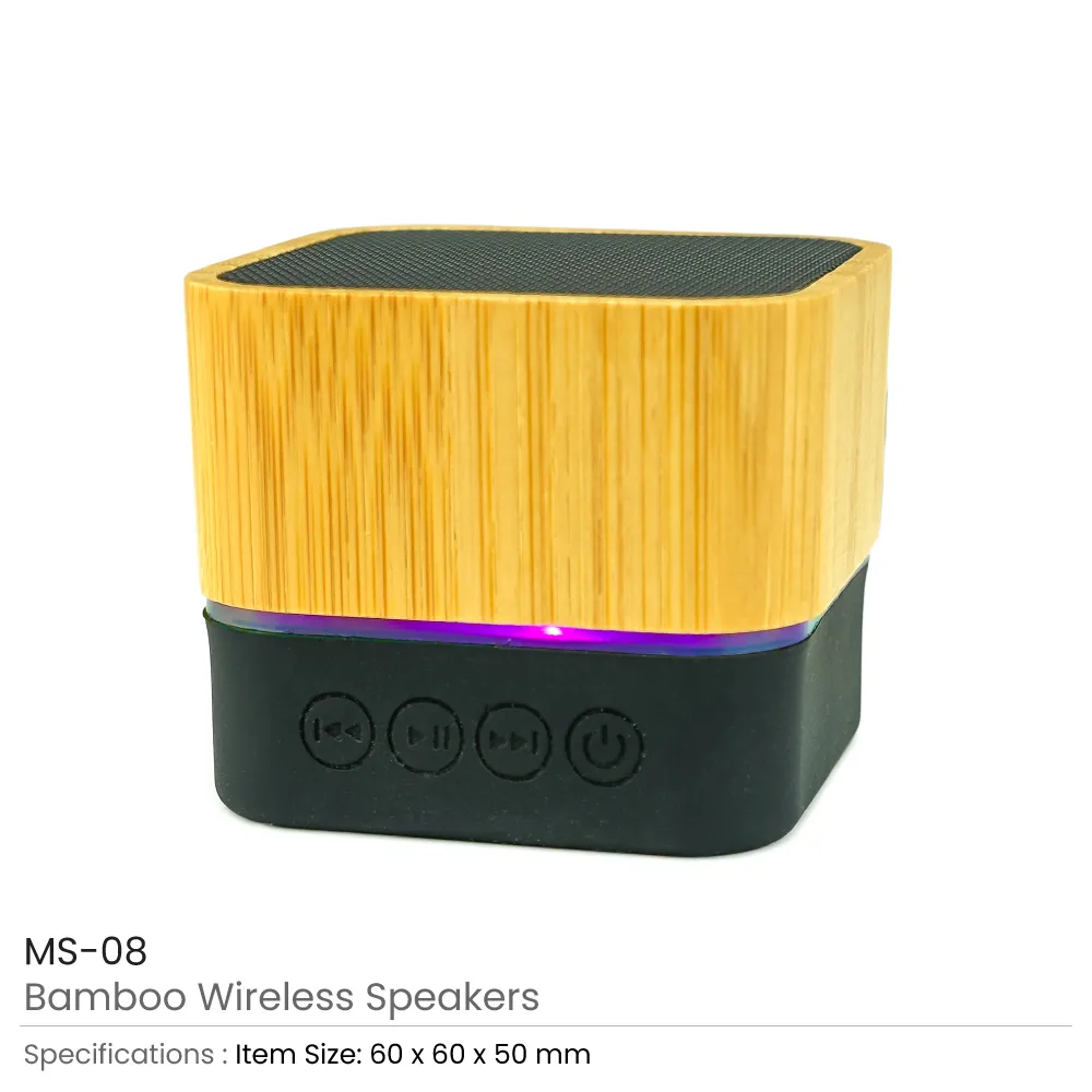 Cube Bamboo Bluetooth Speakers V5.0