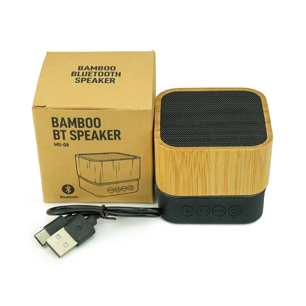 Cube Bamboo Bluetooth Speakers V5.0