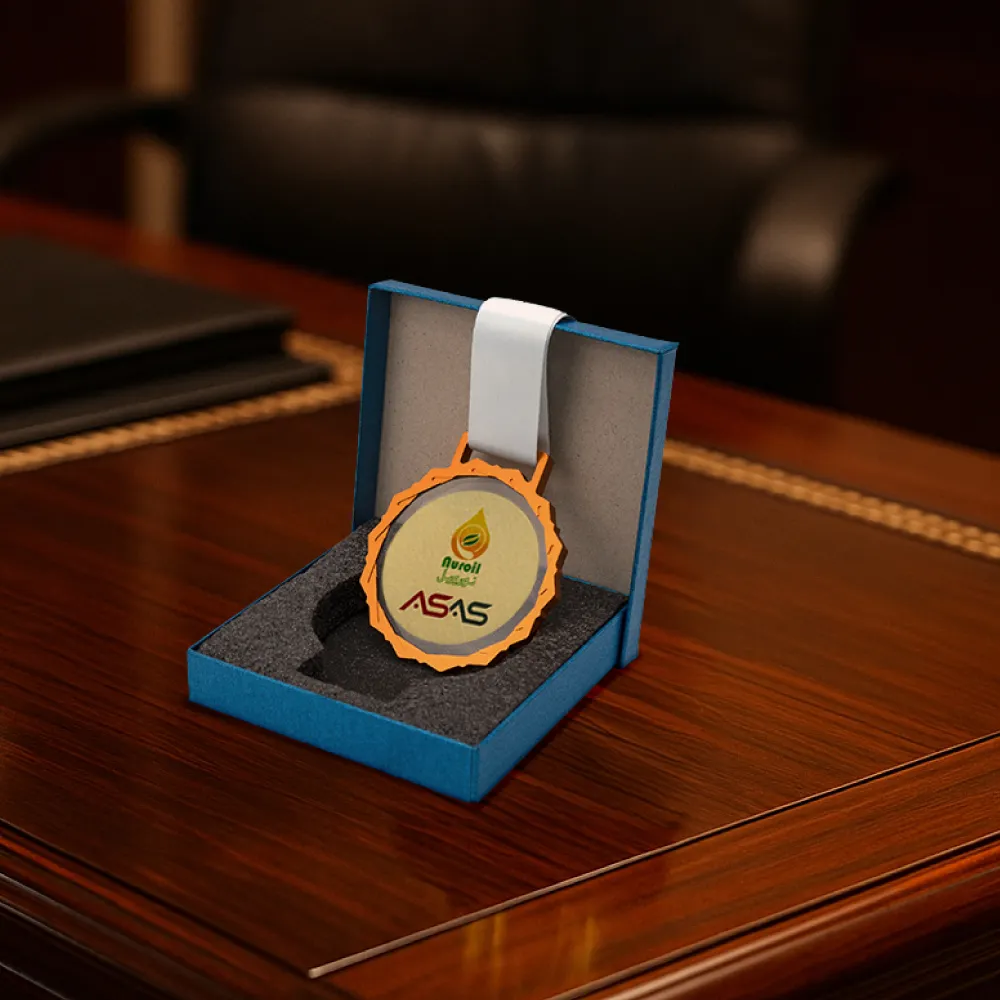 Glass Medals with Metal Frame and 3cm White Ribbon