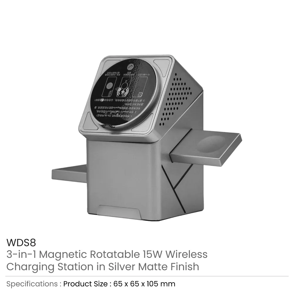 3-in-1 Rotating Wireless Charging Station 15W Fast Charging