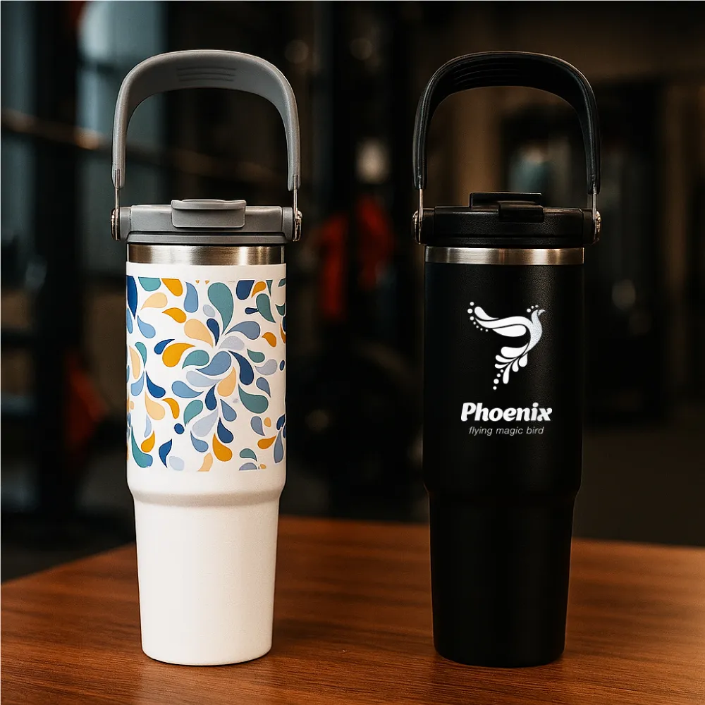 Tumbler with Handle and Straw SS Double Wall 900ml