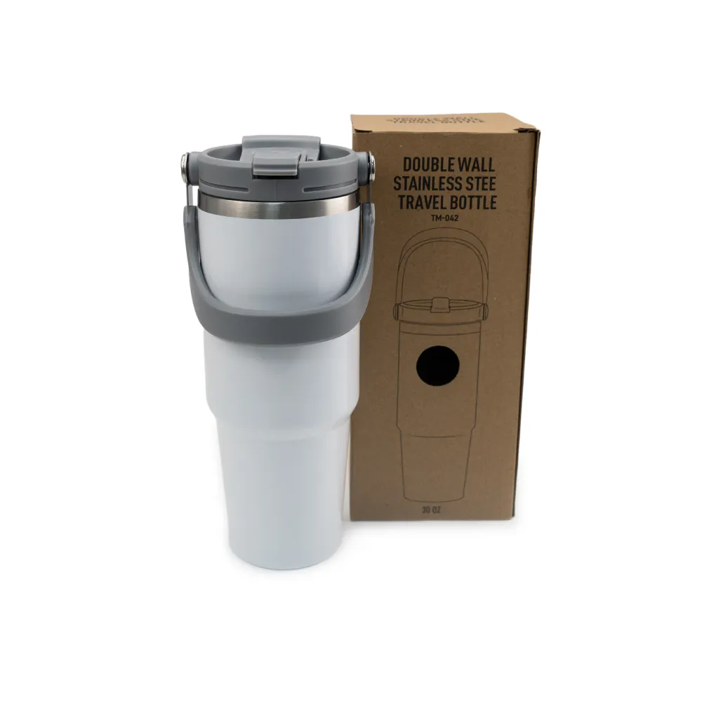 Tumbler with Handle and Straw SS Double Wall 900ml