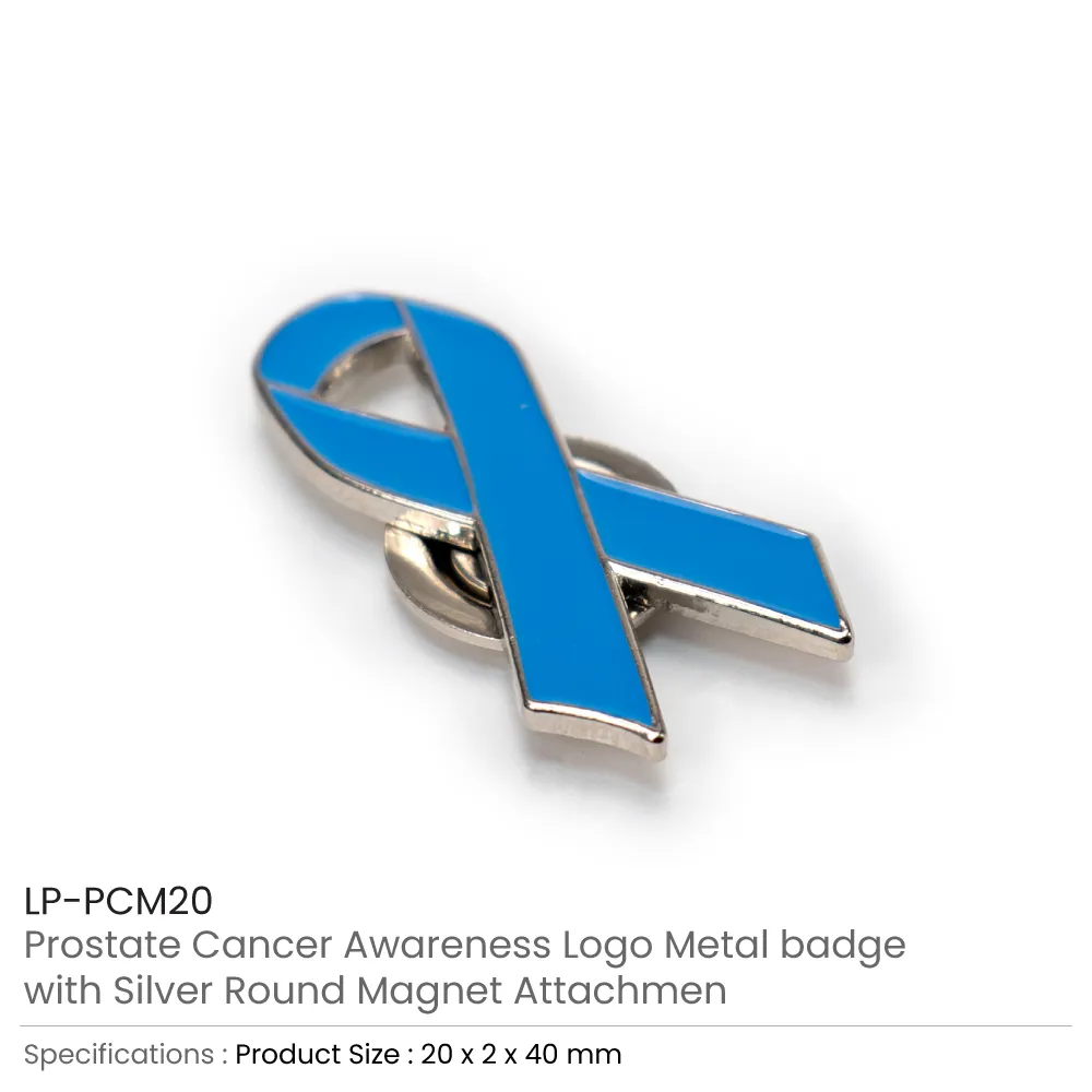 Prostate Cancer Awareness Logo Metal Badges with Magnet Attachment
