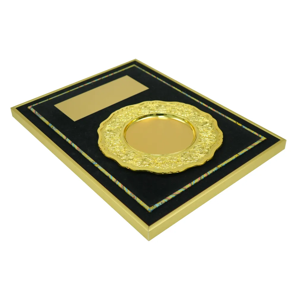 49214 - Award-Plaque-with-Gold-Plate-WPL-A3G-BLK-Flat-view