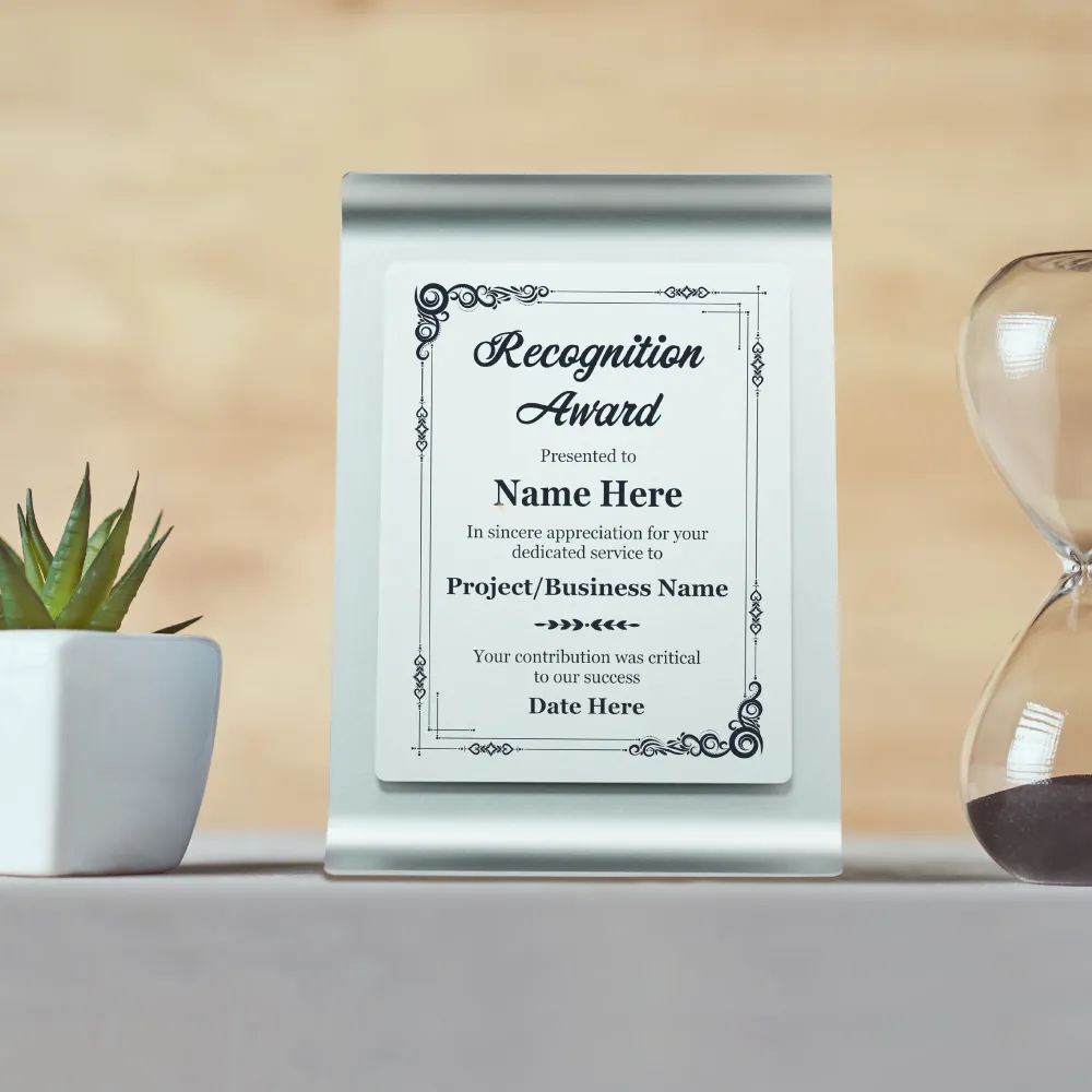 Aluminum Award Plaque with Stand A4 Size