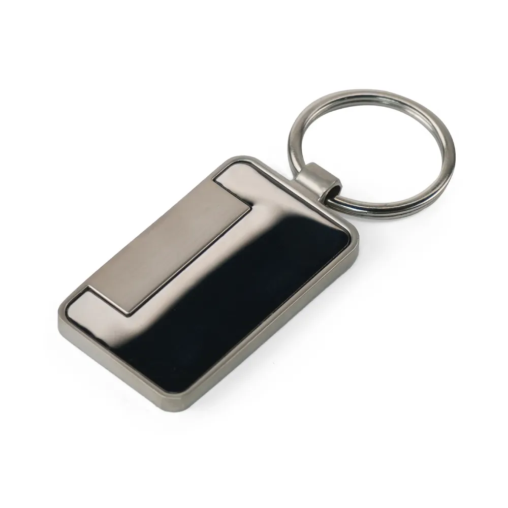 Metal Keychain Rectangle Gun Metal Matte Finish Plate