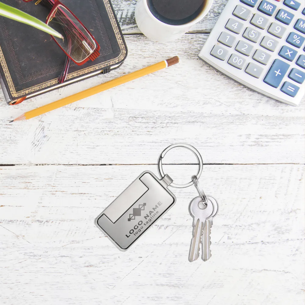 Metal Keychain Rectangle Gun Metal Matte Finish Plate