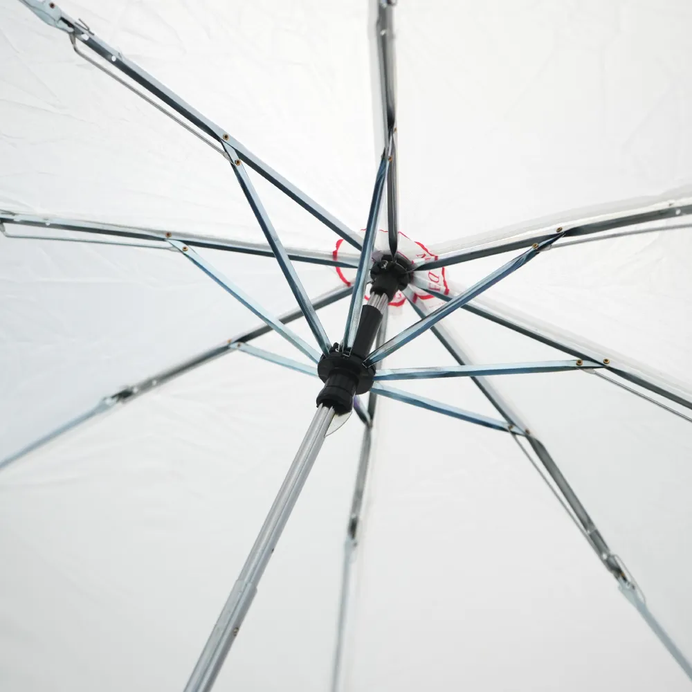 Bi-Fold Umbrella in White with Velcro Closure and Pouch