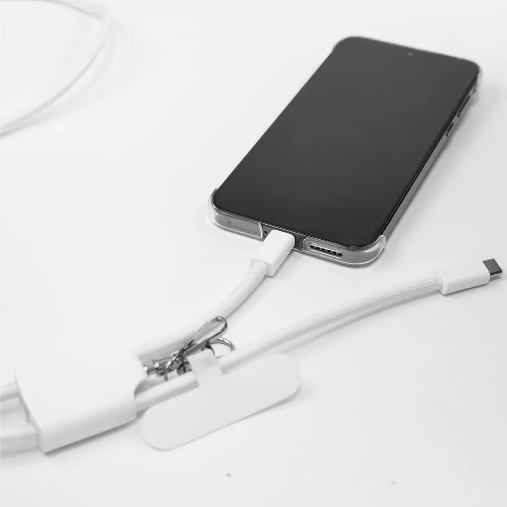 4 in 1 Lanyard Charging Cable 60W, 120cm Long with Hook for ID Card and Phone Pad