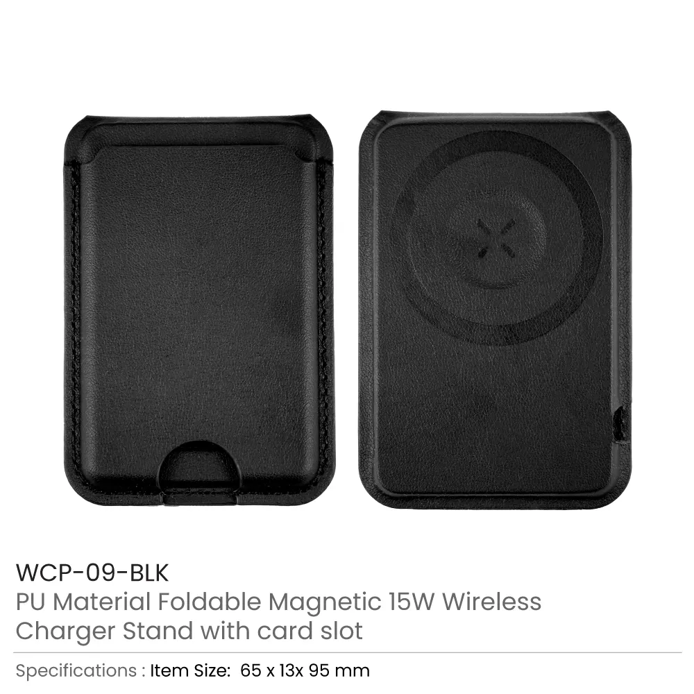 Magsafe Wireless Charger 15W with Phone Stand & Card Slot - PU Leather
