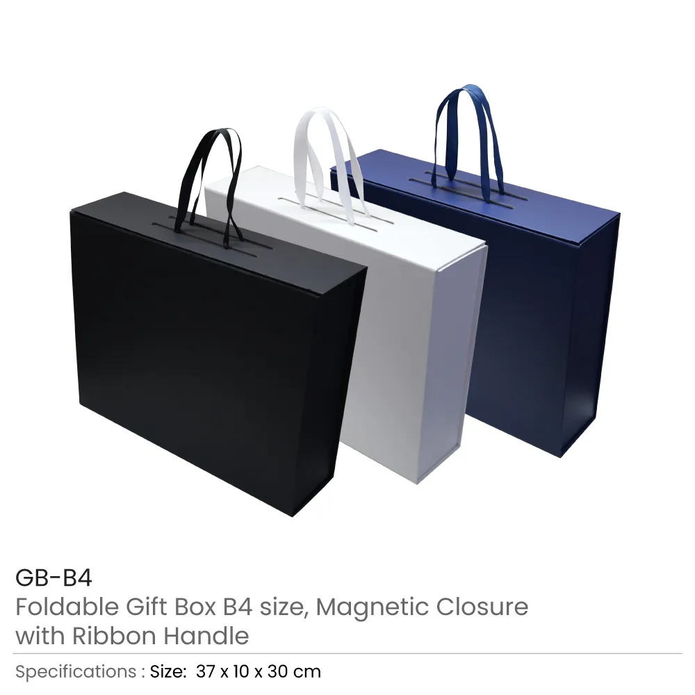 Foldable Gift Box with Magnetic Closure & Ribbon Handle