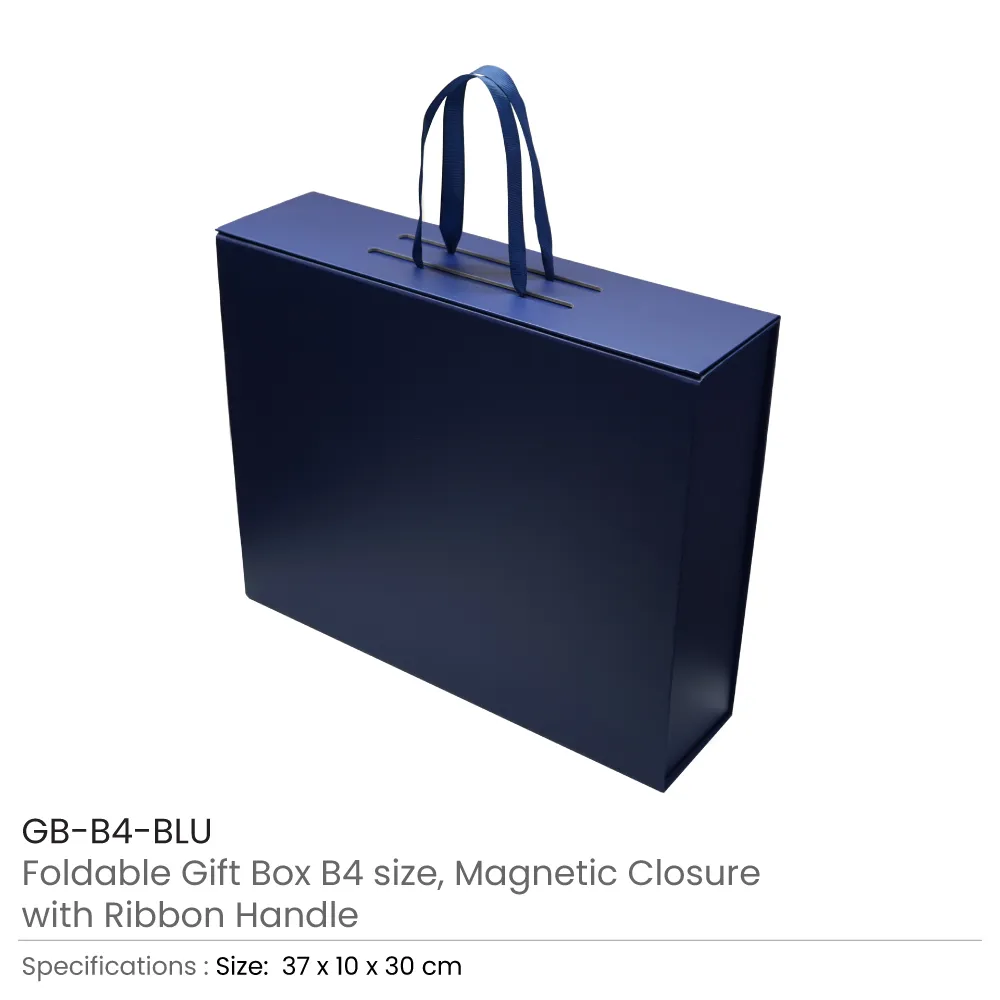 Foldable Gift Box with Magnetic Closure & Ribbon Handle