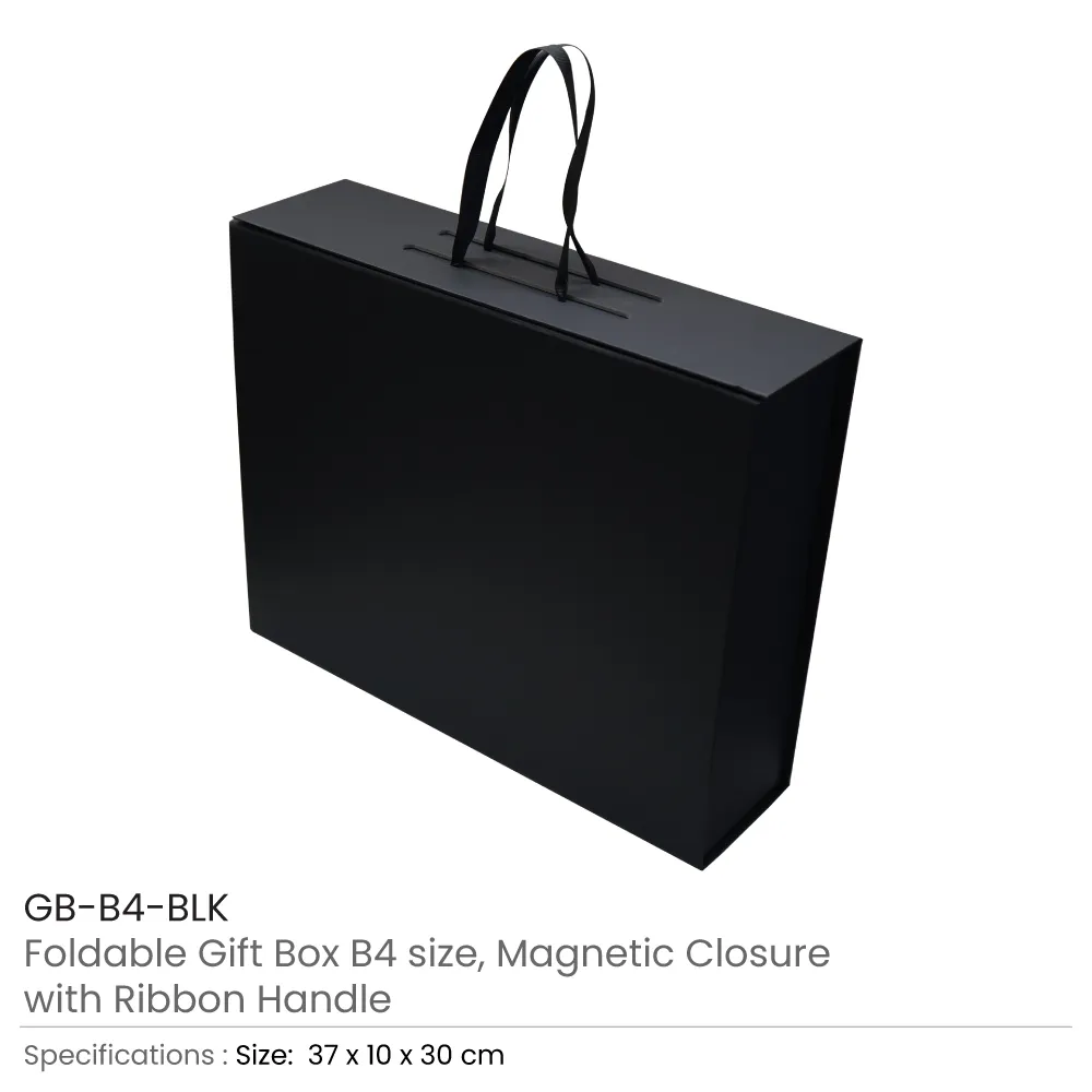 Foldable Gift Box with Magnetic Closure & Ribbon Handle