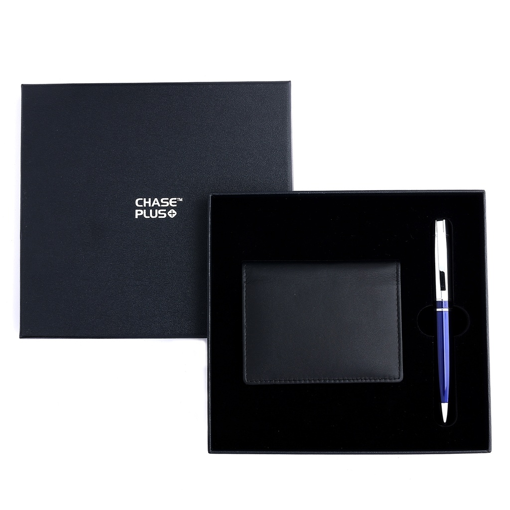 CHASE PLUS Business Gift Set- Premio BCH and Kanora Blue Chrome Pen
