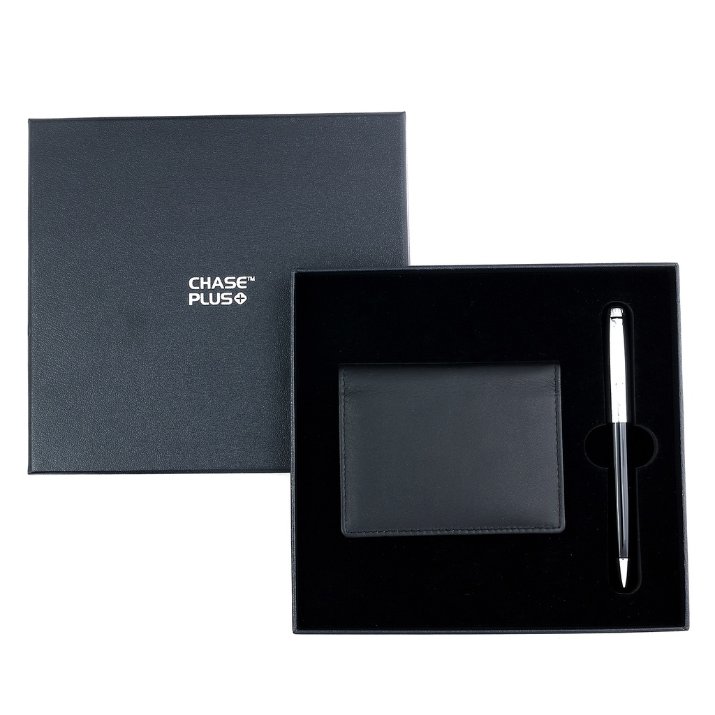 CHASE PLUS Business Gift Set- Premio BCH and Libro Black Chrome Pen