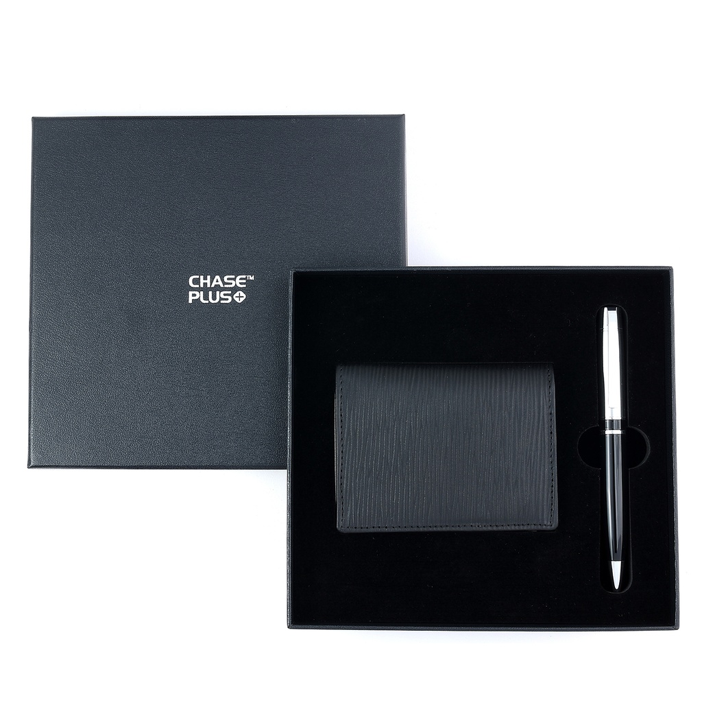 CHASE PLUS Business Gift Set- Retso BCH and Kanora Black Chrome Pen