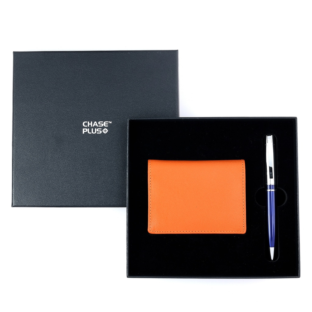 CHASE PLUS Business Gift Set- Bristol BCH and Kanora Blue Chrome Pen