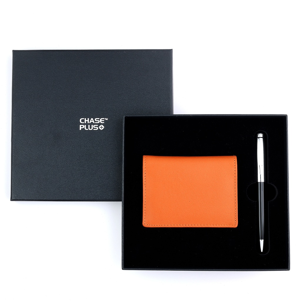 CHASE PLUS Business Gift Set- Bristol BCH and Libro Black Chrome Pen