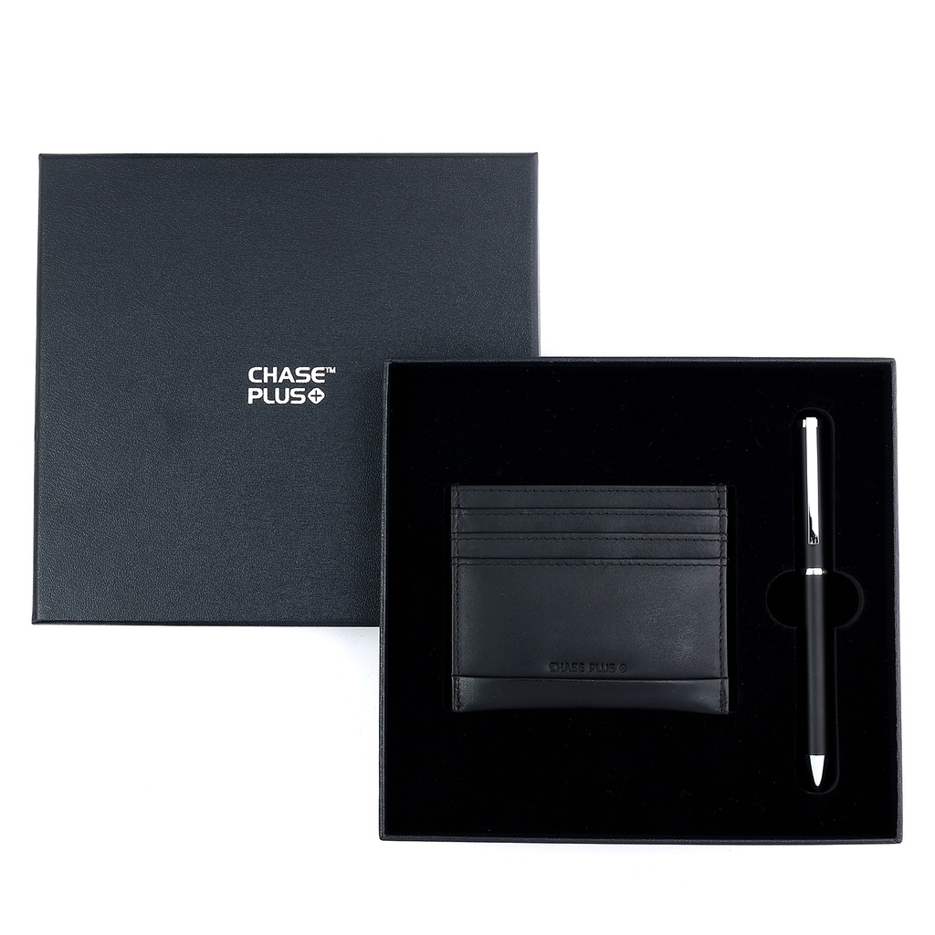 CHASE PLUS Business Gift Set- Premio Credit Card Holder and Danza Matt Black Pen