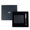 CHASE PLUS Business Gift Set-Retso Men's Wallet and Kanora Black Chrome Pen 
