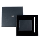CHASE PLUS Business Gift Set-Retso Men's Wallet and Danza Matt Silver Pen 