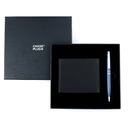 CHASE PLUS Business Gift Set-Glasgow Men's Wallet and Kanora Matt Blue Pen 