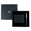 CHASE PLUS Business Gift Set-Glasgow Men's Wallet and Libro Blue Chrome Pen 