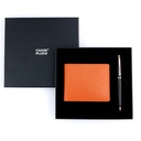 CHASE PLUS Business Gift Set-Bristol Men's Wallet and Lexer Black Rosegold Pen