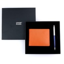 CHASE PLUS Business Gift Set-Bristol Men's Wallet and Libro Blue Chrome Pen 