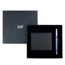 CHASE PLUS Business Gift Set-Premio Men's Wallet and Kanora Matt Blue Pen 