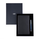 Business Gift Set-Capre Leather Covered Organizer Black and Kanora Matt Blue Pen