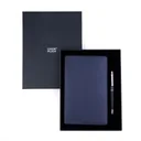 Business Gift Set-Capre Leather Covered Organizer Blue and Kanora Matt Black Pen
