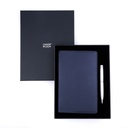 Business Gift Set-Capre Leather Covered Organizer Blue and Kanora Matt Silver Pen 