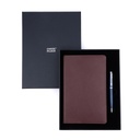 Business Gift Set-Capre Leather Covered Organizer Chocolate Brown and Libro Matt Blue Pen  