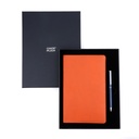 Business Gift Set-Capre Leather Covered Organizer Brown and Danza Matt Blue Pen 