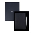 Business Gift Set-Domino Leather Covered Organizer and Kanora Matt Silver Pen 