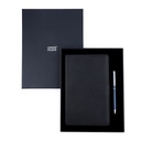 Business Gift Set-Domino Leather Covered Organizer and Danza Matt Blue Pen 