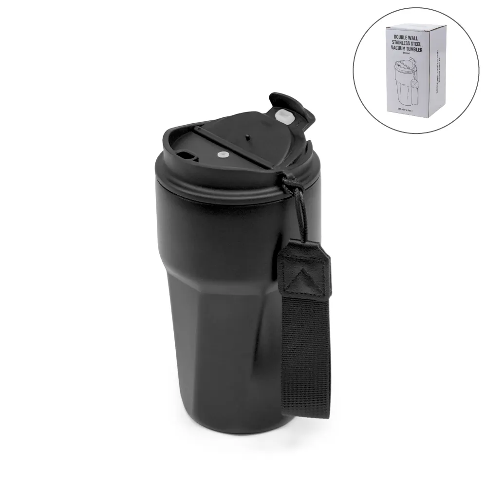 Tumblers with Lanyard in Double Wall Stainless Steel 480ml