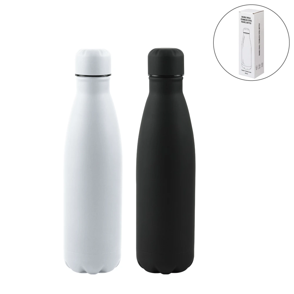 Premium Soft Touch Matt Cola Bottles in Stainless Steel 500ml