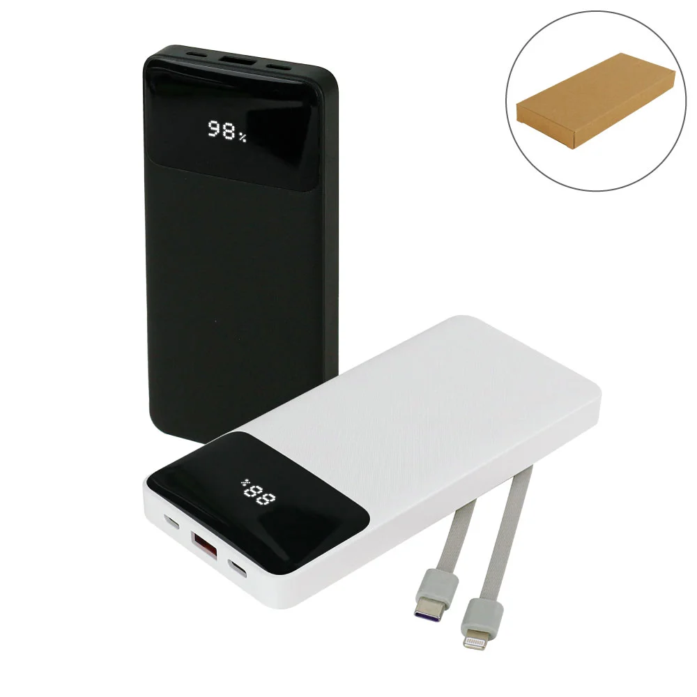 Powerbank with LED Screen 10,000 mAh & Built-in Cables